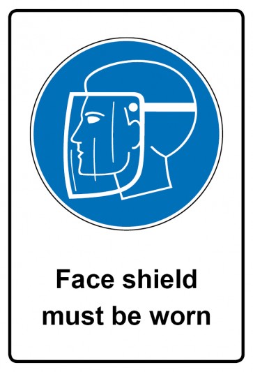 Aufkleber Gebotszeichen Piktogramm & Text englisch · Face shield must be worn | stark haftend