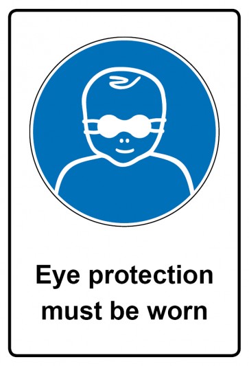 Schild Gebotzeichen Piktogramm & Text englisch · Eye protection must be worn | selbstklebend (Gebotsschild)