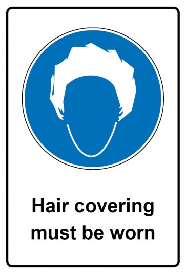Schild Gebotzeichen Piktogramm & Text englisch · Hair covering must be worn | selbstklebend (Gebotsschild)