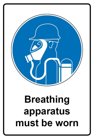 Aufkleber Gebotszeichen Piktogramm & Text englisch · Breathing apparatus must be worn | stark haftend (Gebotsaufkleber)