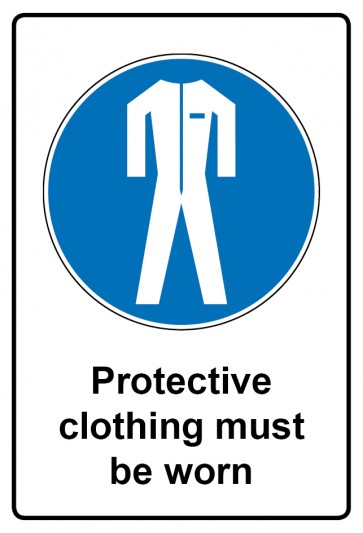 Aufkleber Gebotszeichen Piktogramm & Text englisch · Protective clothing must be worn (Gebotsaufkleber)