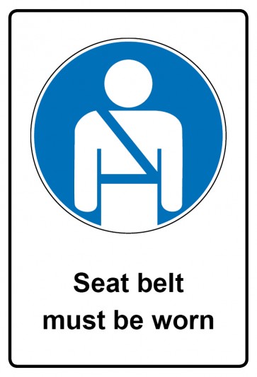 Aufkleber Gebotszeichen Piktogramm & Text englisch · Seat belt must be worn | stark haftend (Gebotsaufkleber)