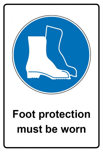 Aufkleber Gebotszeichen Piktogramm & Text englisch · Foot protection must be worn (Gebotsaufkleber)