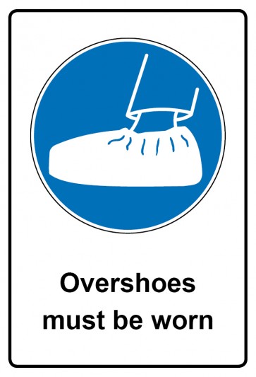 Aufkleber Gebotszeichen Piktogramm & Text englisch · Overshoes must be worn (Gebotsaufkleber)