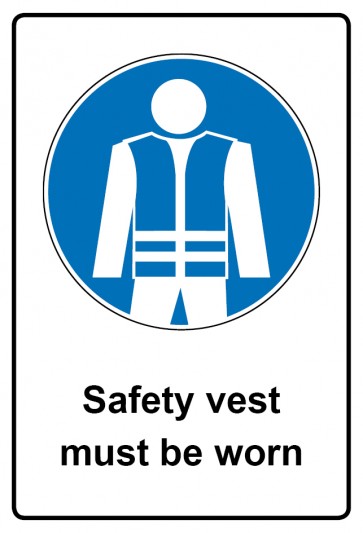 Aufkleber Gebotszeichen Piktogramm & Text englisch · Safety vest must be worn (Gebotsaufkleber)