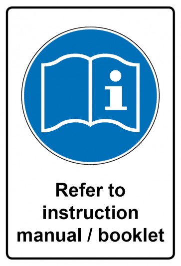 Aufkleber Gebotszeichen Piktogramm & Text englisch · Refer to instruction manual / booklet (Gebotsaufkleber)