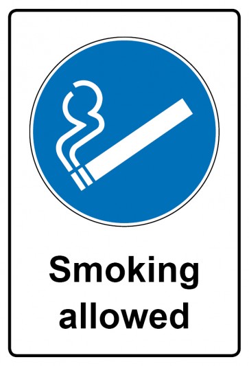 Aufkleber Gebotszeichen Piktogramm & Text englisch · Smoking allowed | stark haftend (Gebotsaufkleber)