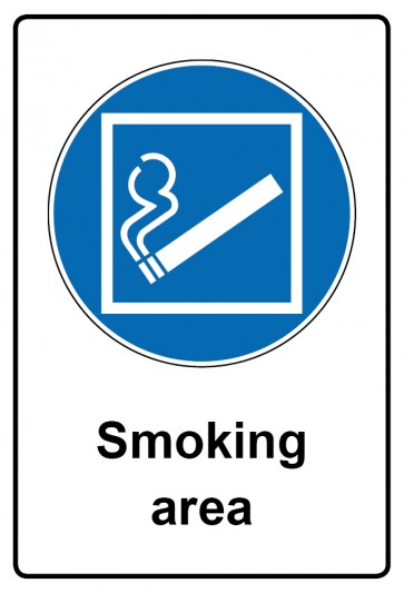 Schild Gebotszeichen Piktogramm & Text englisch · Smoking area (Gebotsschild)