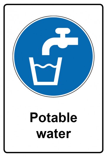Aufkleber Gebotszeichen Piktogramm & Text englisch · Potable water | stark haftend (Gebotsaufkleber)
