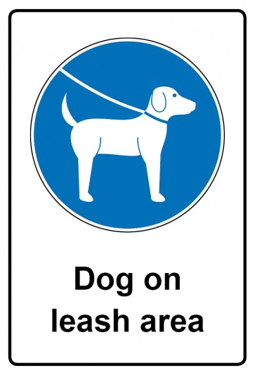 Schild Gebotszeichen Piktogramm & Text englisch · Dog on leash area (Gebotsschild)