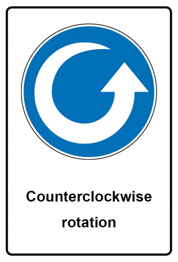 Aufkleber Gebotszeichen Piktogramm & Text englisch · Counterclockwise rotation (Gebotsaufkleber)