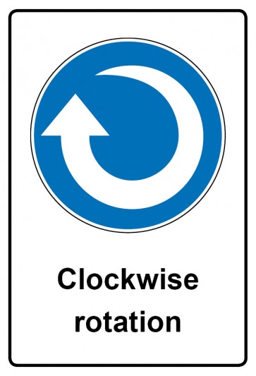 Schild Gebotszeichen Piktogramm & Text englisch · Clockwise rotation (Gebotsschild)