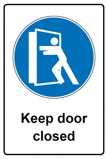 Schild Gebotzeichen Piktogramm & Text englisch · Keep door closed | selbstklebend (Gebotsschild)