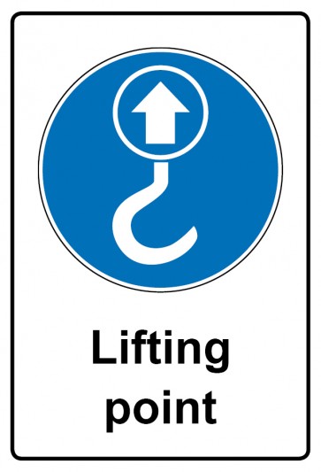 Schild Gebotszeichen Piktogramm & Text englisch · Lifting point (Gebotsschild)