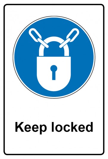 Aufkleber Gebotszeichen Piktogramm & Text englisch · Keep locked (Gebotsaufkleber)