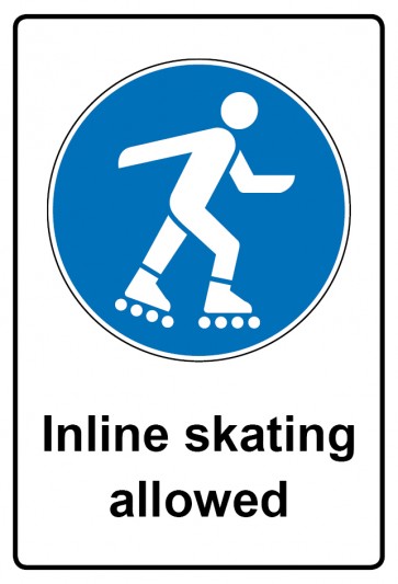 Aufkleber Gebotszeichen Piktogramm & Text englisch · Inline skating allowed (Gebotsaufkleber)