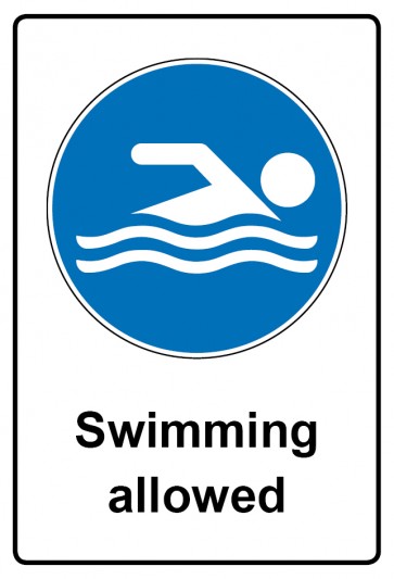 Magnetschild Gebotszeichen Piktogramm & Text englisch · Swimming allowed (Gebotsschild magnetisch · Magnetfolie)