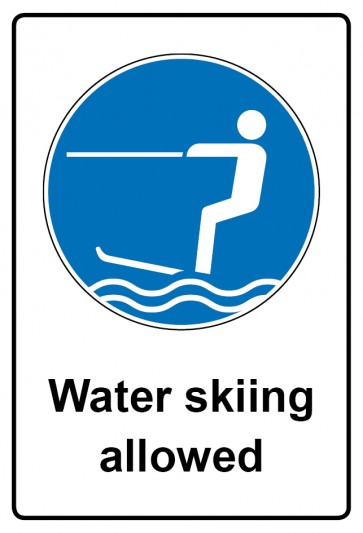 Aufkleber Gebotszeichen Piktogramm & Text englisch · Water skiing allowed (Gebotsaufkleber)