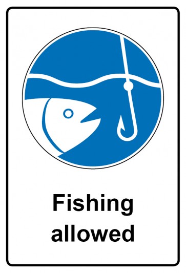 Magnetschild Gebotszeichen Piktogramm & Text englisch · Fishing allowed (Gebotsschild magnetisch · Magnetfolie)