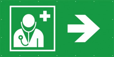 Rettungszeichen Banner · Plane Arzt, Ärztliche Hilfe rechts