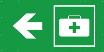 Rettungszeichen Banner · Plane Notfallkoffer Sanitätskoffer links