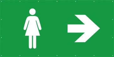 Rettungszeichen Banner · Plane WC Frau rechts