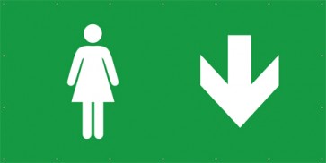 Rettungszeichen Banner · Plane WC Frau hier