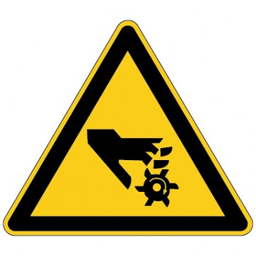 Warnschild Warnung vor Handverletzungen durch rotierendes Werkzeug