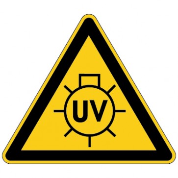 Warnschild Warnung vor UV Strahlung
