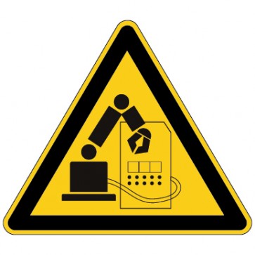 Warnschild Warnung vor Gefahr durch Industrieroboter