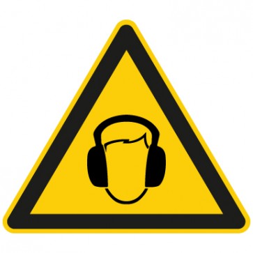 Warnschild Achtung, Gehörschutz tragen