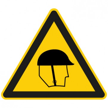 Warnschild Achtung Kopfschutz tragen · selbstklebend