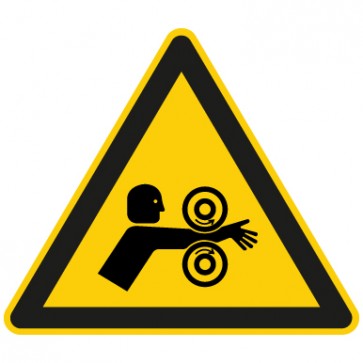Warnzeichen Warnung vor Einzugsgefahr durch gegenläufige Walzen · MAGNETSCHILD