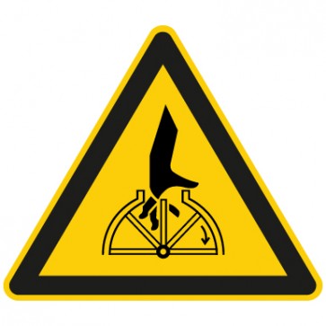 Warnschild Warnung vor Handverletzung durch rotierende Teile
