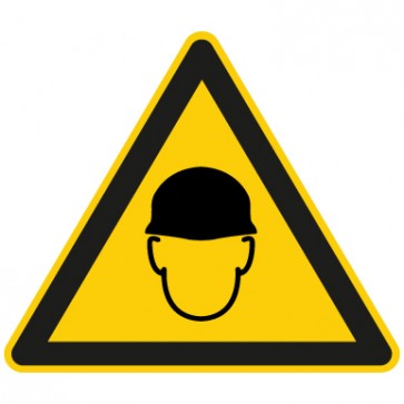 Warnschild Achtung Kopfschutz tragen