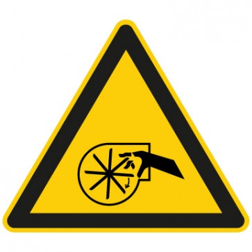 Warnschild Warnung vor Handverletzung durch drehendes Lüfterrad