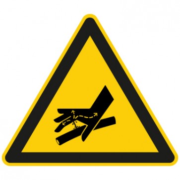 Warnschild Warnung vor Handverletzung durch Hydraulikleck