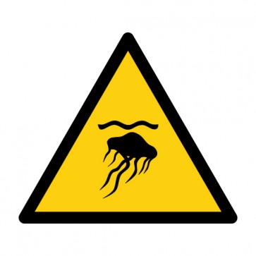 Schild Warnzeichen Warnung vor Quallen · ISO 7010 W069 · selbstklebend