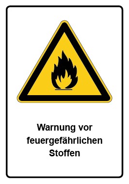 Aufkleber Warnzeichen Piktogramm & Text deutsch · Warnung vor feuergefährlichen Stoffen (Warnaufkleber)