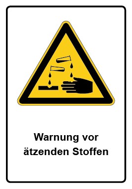 Magnetschild Warnzeichen Piktogramm & Text deutsch · Warnung vor ätzenden Stoffen