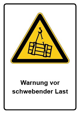 Aufkleber Warnzeichen Piktogramm & Text deutsch · Warnung vor schwebender Last (Warnaufkleber)