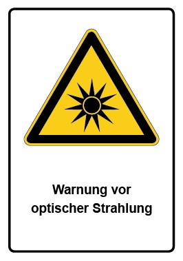Schild Warnzeichen Piktogramm & Text deutsch · Warnung vor optischer Strahlung | selbstklebend