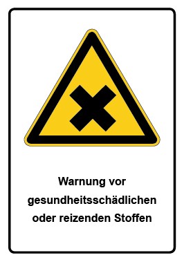 Aufkleber Warnzeichen Piktogramm & Text deutsch · Warnung vor gesundheitsschädlichen oder reizenden Stoffen (Warnaufkleber)
