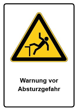 Aufkleber Warnzeichen Piktogramm & Text deutsch · Warnung vor Absturzgefahr (Warnaufkleber)