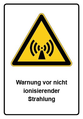 Aufkleber Warnzeichen Piktogramm & Text deutsch · Warnung vor nicht ionisierender Strahlung | stark haftend