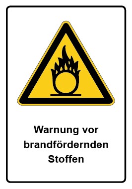 Magnetschild Warnzeichen Piktogramm & Text deutsch · Warnung vor brandfördernden Stoffen