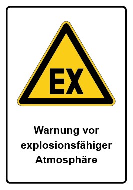 Aufkleber Warnzeichen Piktogramm & Text deutsch · Warnung vor explosionsfähiger Atmosphäre (Warnaufkleber)
