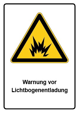 Aufkleber Warnzeichen Piktogramm & Text deutsch · Warnung vor Lichtbogenentladung (Warnaufkleber)