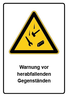 Magnetschild Warnzeichen Piktogramm & Text deutsch · Warnung vor herabfallenden Gegenständen