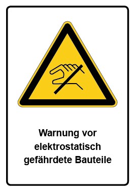 Aufkleber Warnzeichen Piktogramm & Text deutsch · Warnung vor elektrostatisch gefährdete Bauteile (Warnaufkleber)